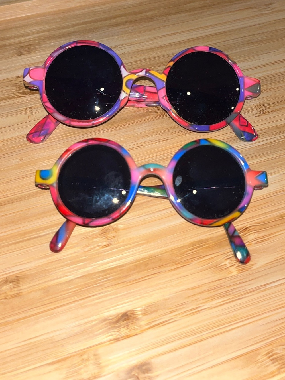 American girl Round Retro Pink & Purple Patterned Sunglasses for doll and child